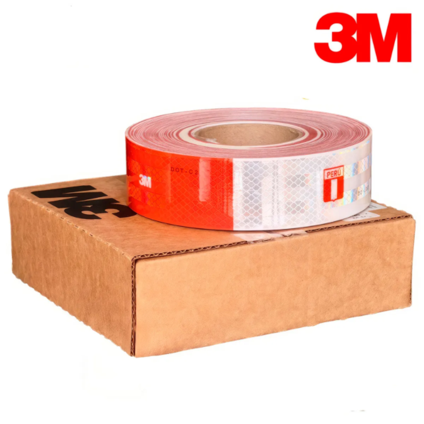 Cinta Reflectiva 3M 2″ x 45.7 m Rojo/Blanco Rollo