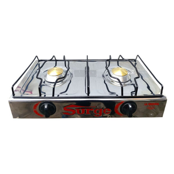 Cocina de mesa 2 hornillas de acero inoxidable sin tapa marca Surge