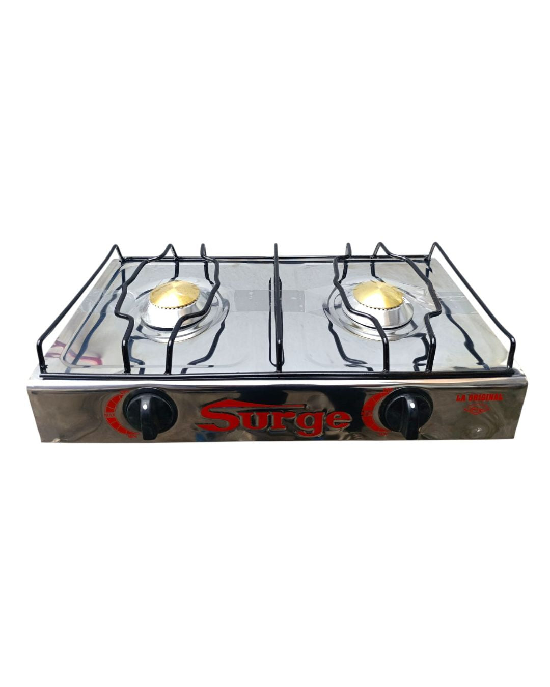 Cocina de mesa 2 hornillas de acero inoxidable sin tapa marca Surge