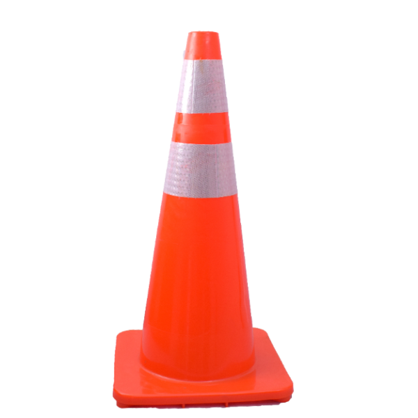 Cono de seguridad PVC 70 cm 28" liviano con cinta reflectiva