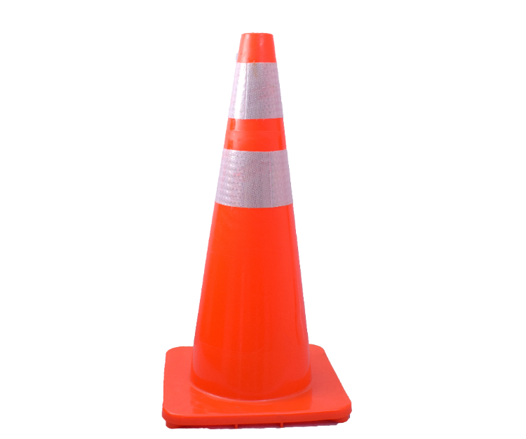 Cono de seguridad PVC 70 cm 28″ liviano con cinta reflectiva