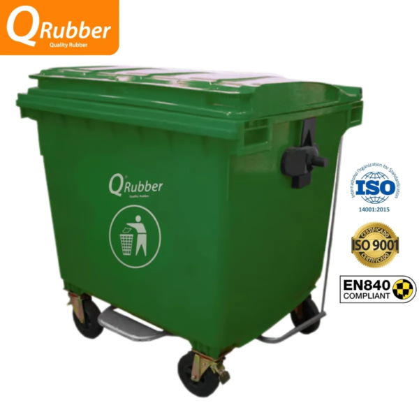 Contenedor de plástico 660 litros verde con pedal