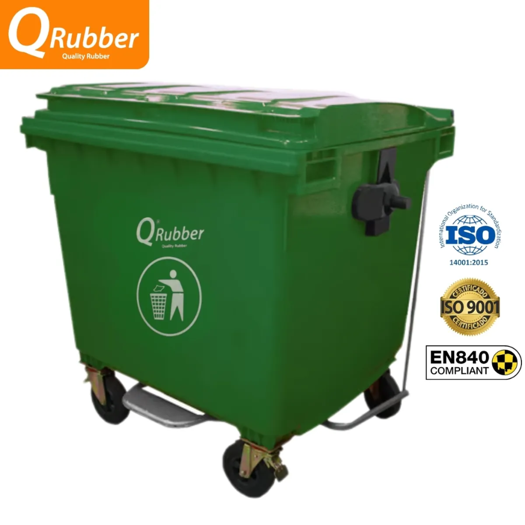 Contenedor de plástico 660 litros verde con pedal