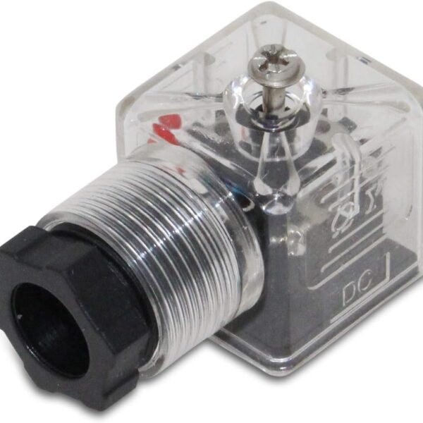 DIN 43650 Tipo A Conector solenoide de 3 clavijas con luz LED, compatible con 12 V