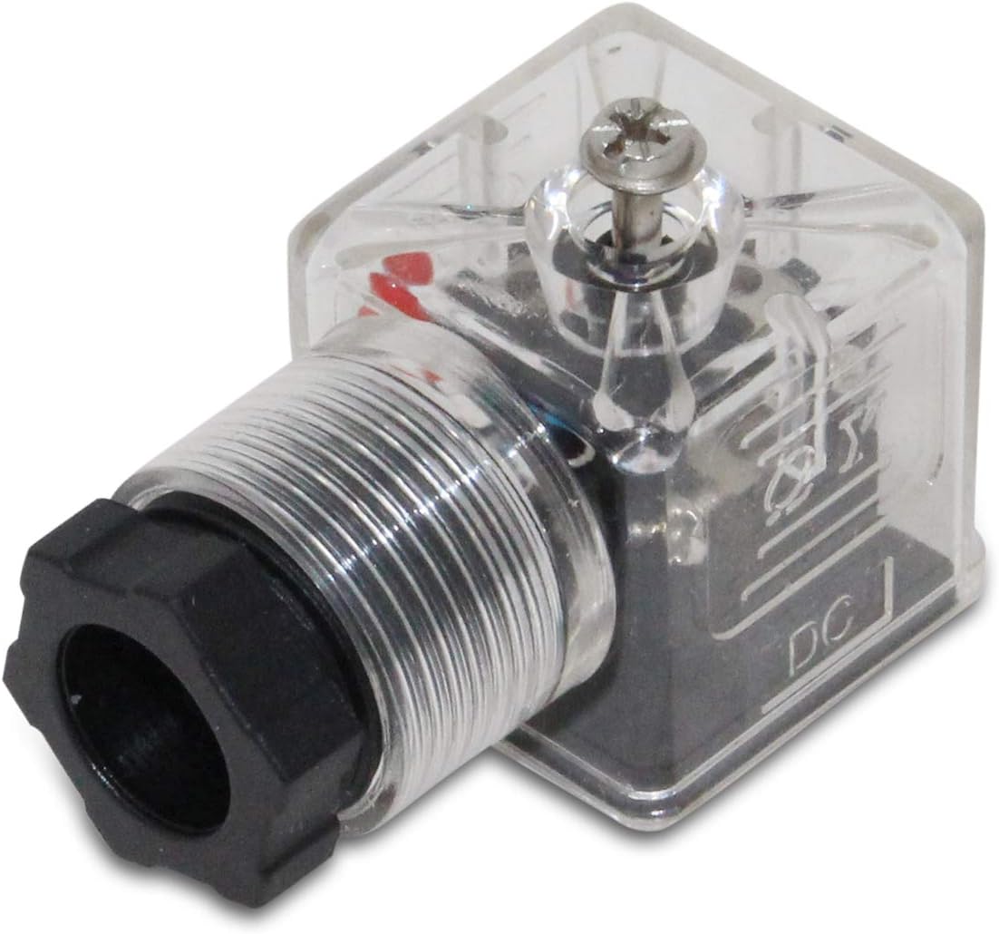 DIN 43650 Tipo A Conector solenoide de 3 clavijas con luz LED, compatible con 12 V