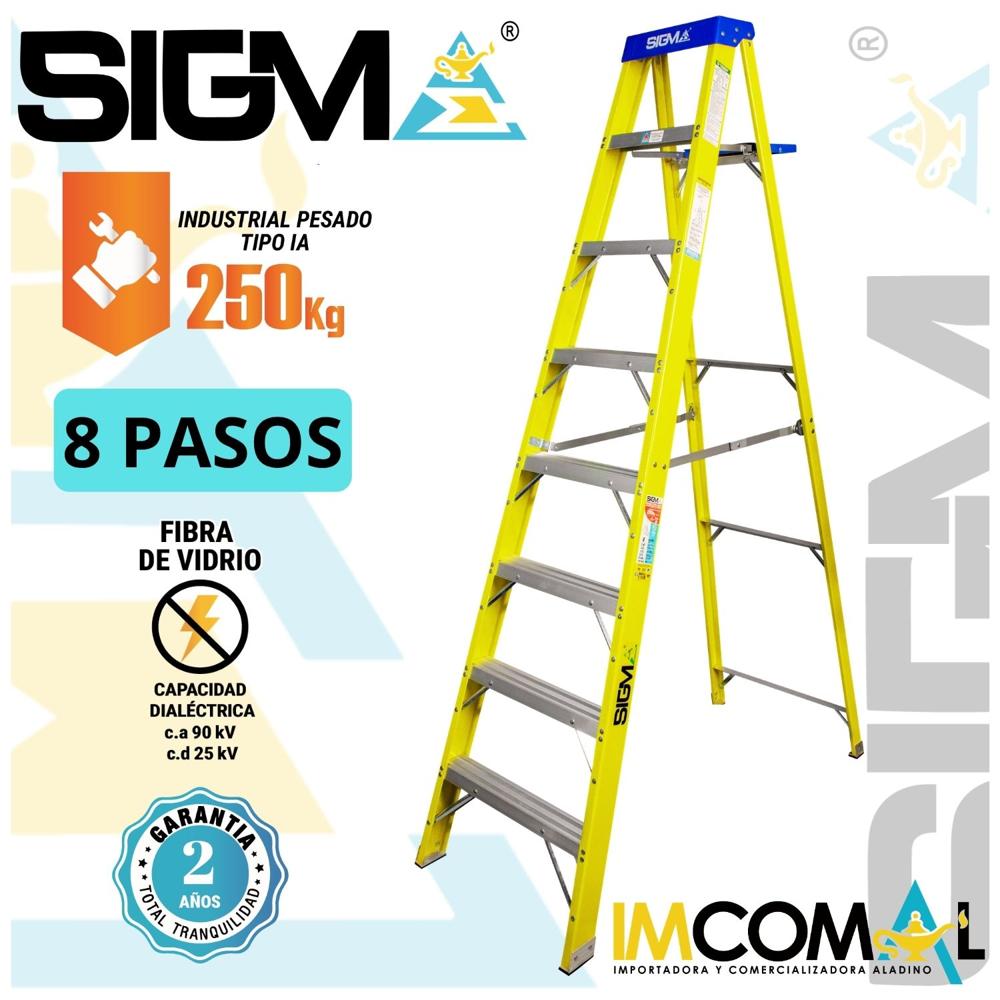 Escalera Fibra de Vidrio Tijera de 8 Pasos. Carga Max: 250kg