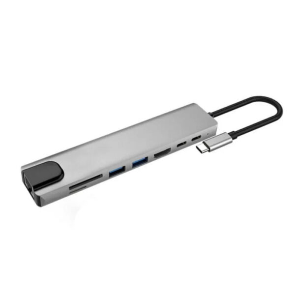 Hub USB Tipo-C, 8 puertos, 3 USB 3.0, HDMI 4K, Ethernet, SD, microSD y USB Tipo-C PD