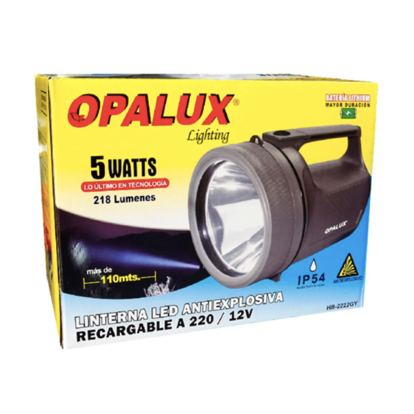 Linterna Antiexplosiva Recargable 5W HB-2222GY OPALUX