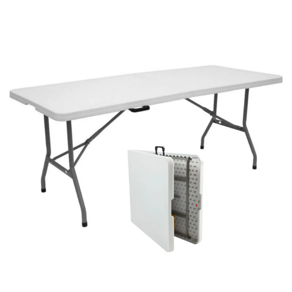 Mesa Plegable Rectangular Blanco 180x75x74 Cm
