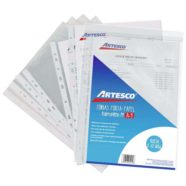 Mica Portapapel ARTESCO A4 Polipropileno 10un