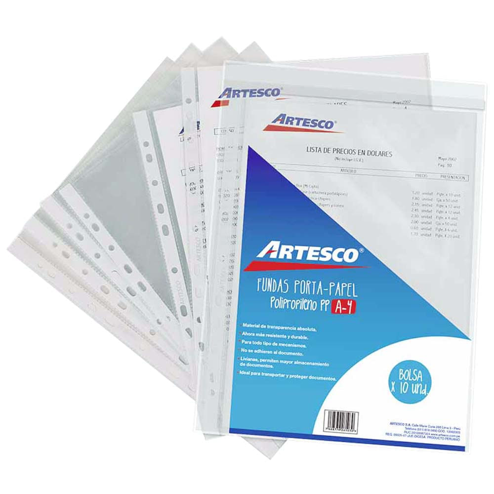 Mica Portapapel ARTESCO A4 Polipropileno 10un