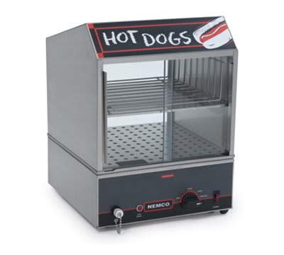 Nemco 8300-220 - Vaporizador para perros calientes para encimera con calentador de bollos, 150 perros calientes