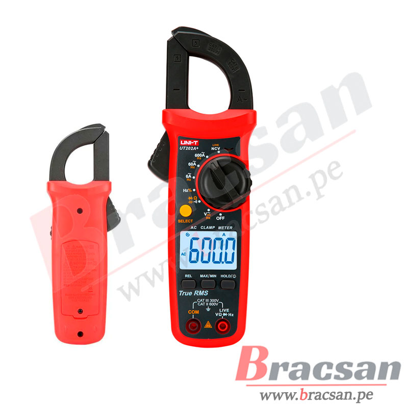 Pinza amperimétrica 600A AC True RMS UNI-T UT-202A+