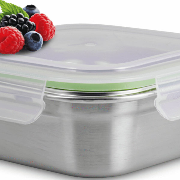 Recipiente Acero Inoxidable CYBUS CLICK Cuadrado 500 ml 130x130x45 mm
