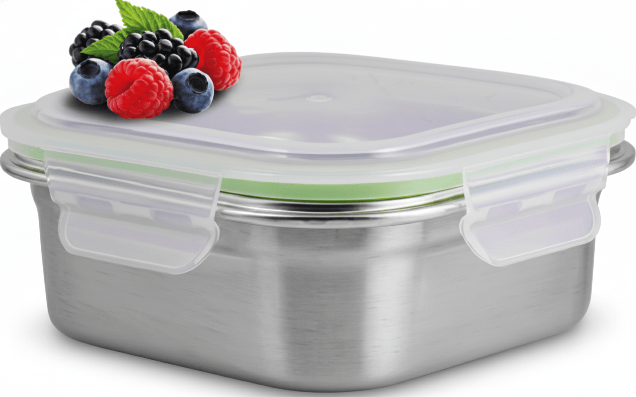 Recipiente Acero Inoxidable CYBUS CLICK Cuadrado 500 ml 130x130x45 mm