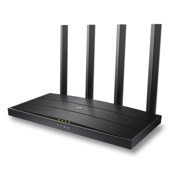 Router TP-Link AX1500 Wi-Fi 6, doble banda, 300Mbps en 2.4GHz y 1201Mbps en 5GHz, 4 antenas, 4 puertos Ethernet, negro