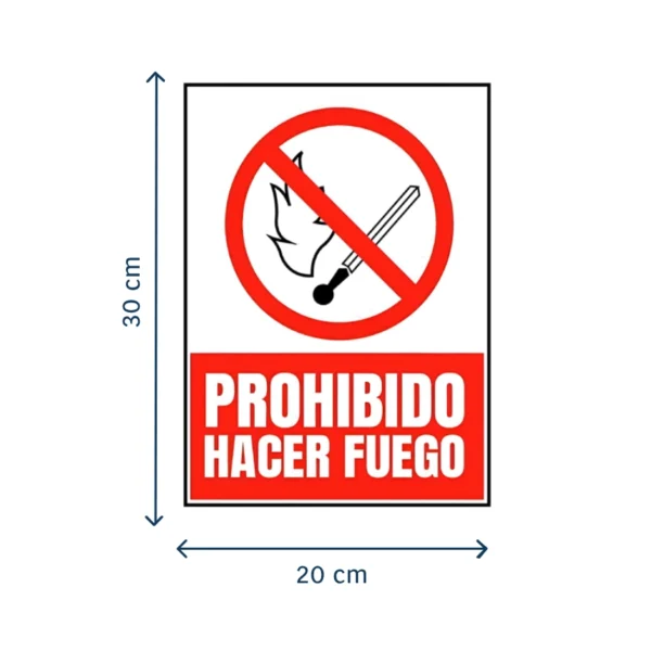 Señal Prohibido Hacer Fuego Vinil Adhesivo 20 X 30cm
