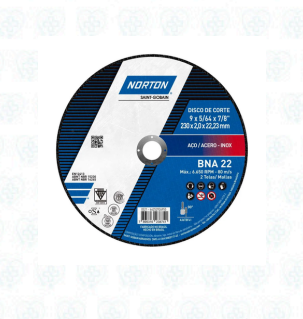 DISCO DE CORTE FINO BNA 12 – 9" × 5/64" × 7/8"