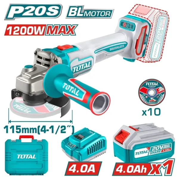 Amoladora 4½ Pulgadas Inalámbrica 1200W A Batería 20v