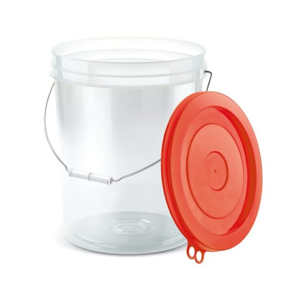 Balde 20 Lt Comercial Transparente con Tapa Color con Asa de Metal