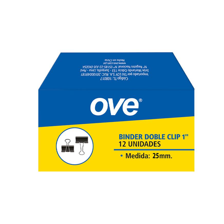 Binder Ove Doble Clip 25 Mm Caja X 12 Und
