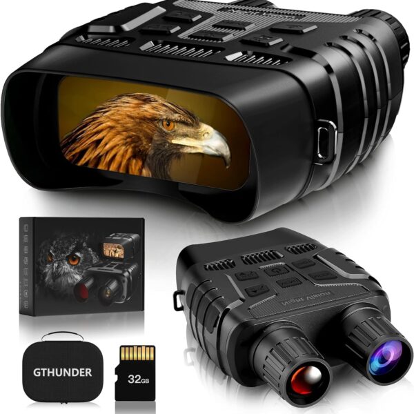 Binoculares de Visión Nocturna GTHUNDER con Monitor Remoto en App | Video 4K UHD Cristalino y Fotos 52MP a Todo Color en Pantalla HD 4" | Zoom 10X Ideal para Camping, Caza y Observación de Vida Silvestre