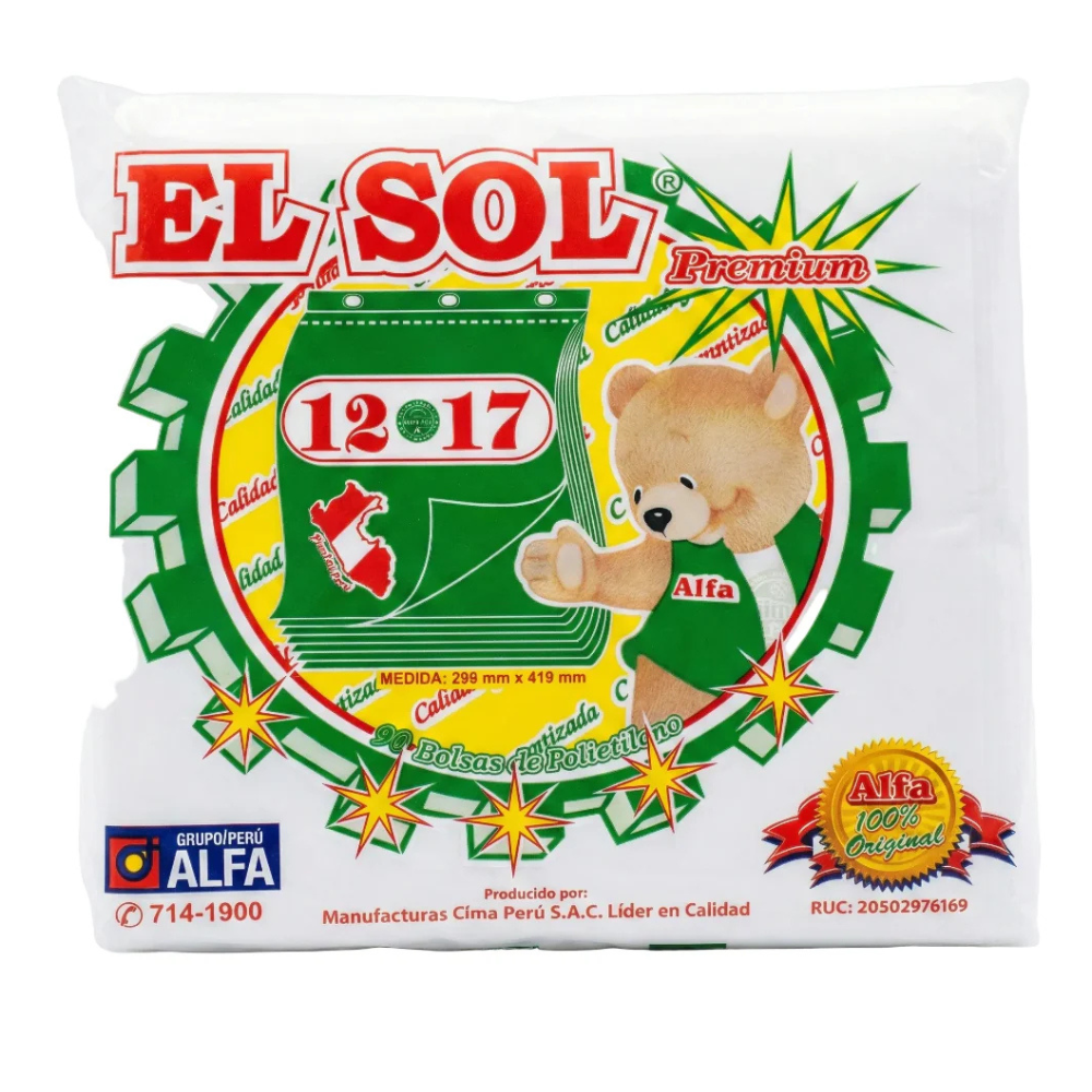 Bolsa Plástica Transparente Alfa 12X17 » Paquete 90un