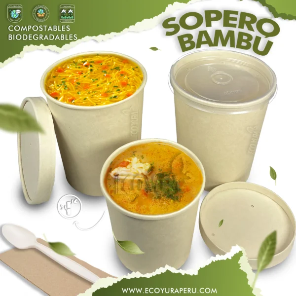 Bowl Bambú Sopero biodegradable 16 oz