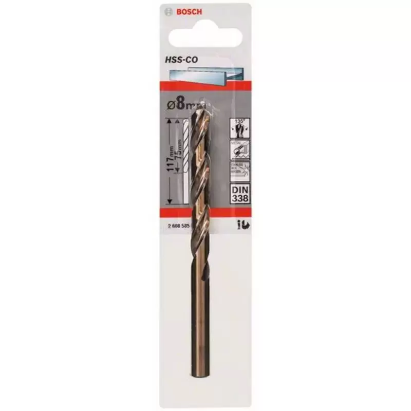 Broca Metal HSS-Co 8.0 x 75 x 117
