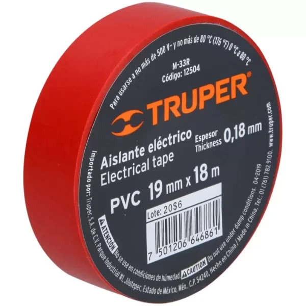 Cinta Aislante Rojo Truper 12504