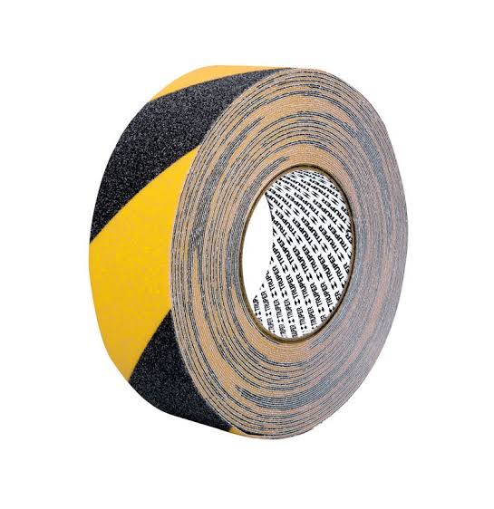 CINTA ANTIDESLIZANTE PVC DE 2 " DE ANCHO X18 METROS LARGO NEGRO CON AMARILLO