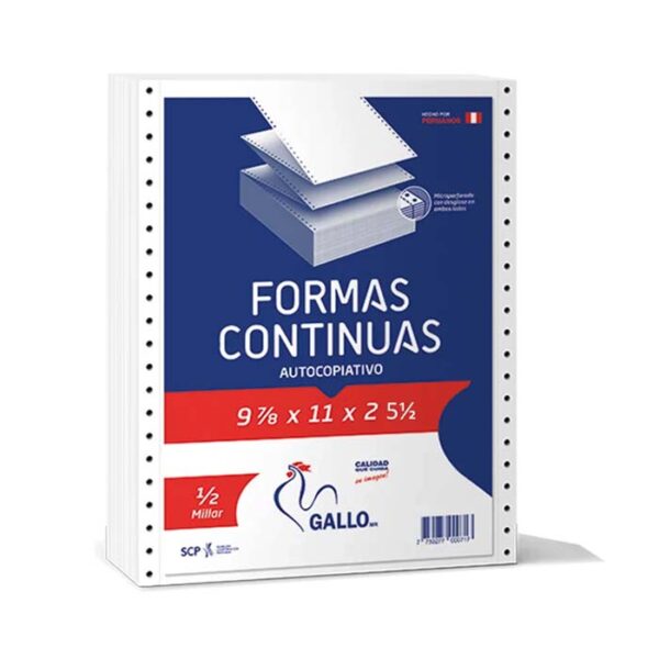 GALLO PAPEL CONTINUO AUTOCOPIATIVO 9 7/8 x 11 x 2 (CORTE) 5 1/2