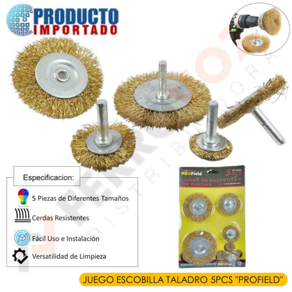 Juego de escobillas para taladro 5 piezas PROFIELD