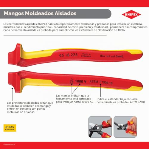 KNIPEX - 74 08 200 US Tools - Cortadores diagonales de alto apalancamiento, aislamiento de 1000 V (7408200US)