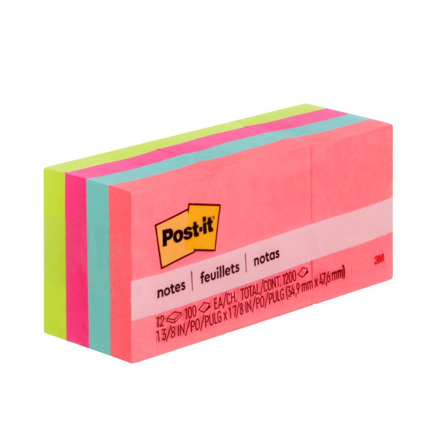 Notas Adhesivas 3M Post-It 34.9 X 47.6 Mm Colores Neón Multicolor 1200 Hojas