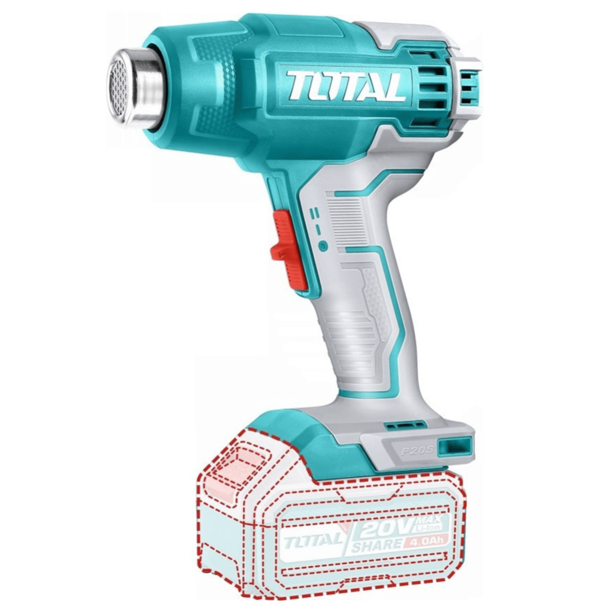 Pistola de calor 20v Inalámbrica bateria 4Ah Total