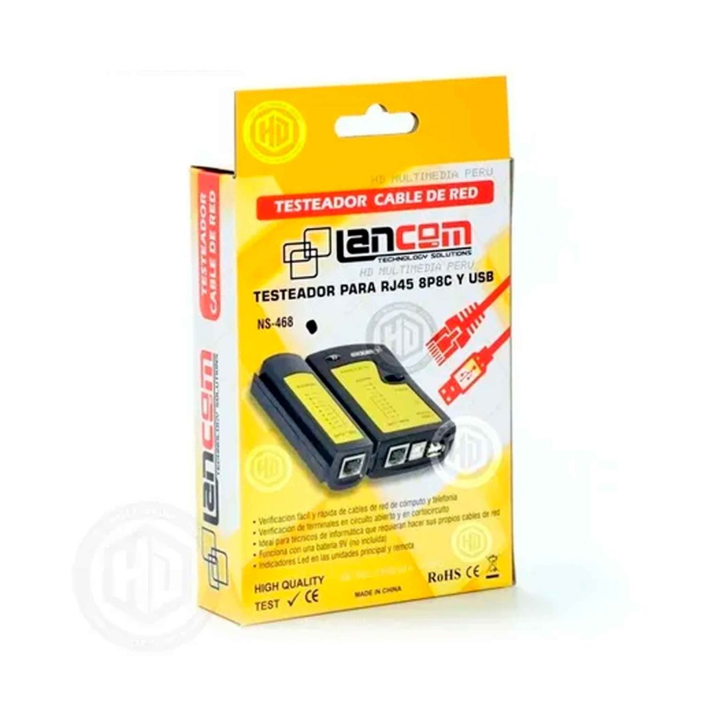 Testeador para RJ45 8P8C y USB LANCOM NS-468
