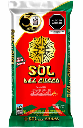 Chocolate Sol del Cusco para Taza con Canela y Clavo Empaque 90 g