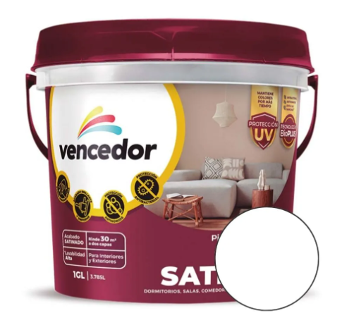 Pintura Látex Vencedor Super Satinado Blanco 1 Gl