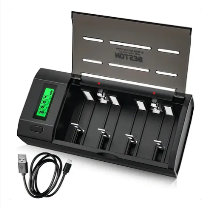 Cargador de pilas recargables AA AAA C D 9V con pantalla LCD