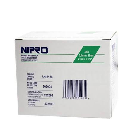 Aguja 21 x 1 1/2 Nipro Caja x 100 Unidades