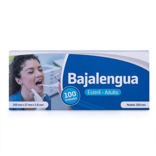 Baja Lengua de Madera Estéril para Adulto CAJA 100 UND