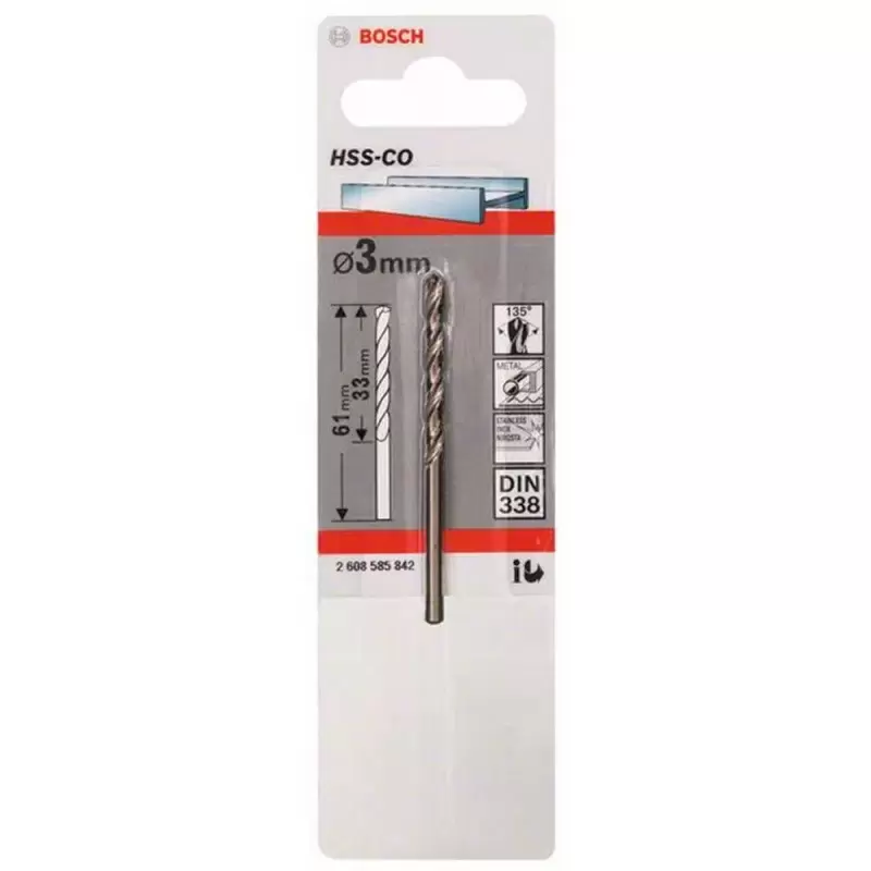 Broca Metal HSS-Co 3.0 x 33 x 61