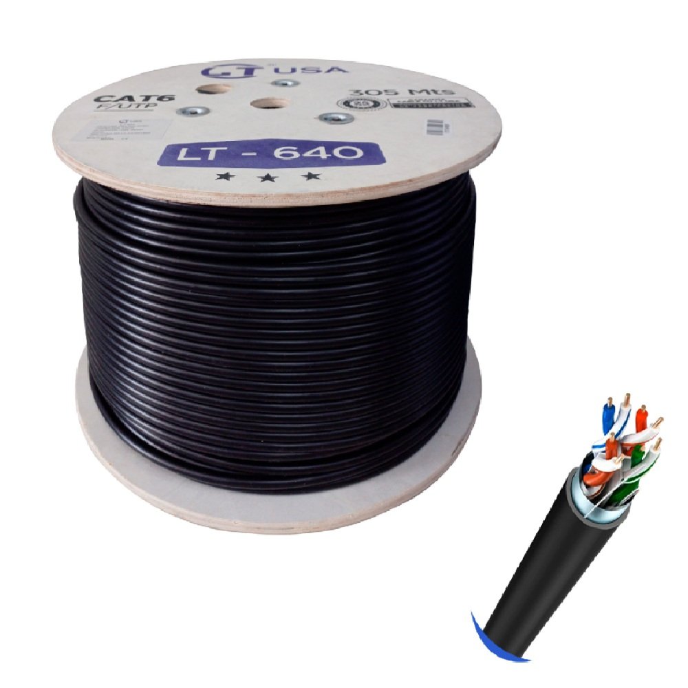 Cable para Exteriores LT USA F/UTP LDPE UV Cat 6 Negro LT-640