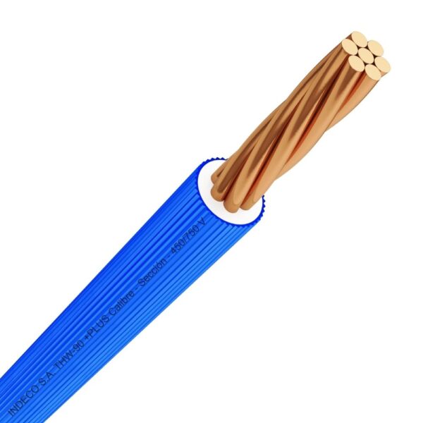 Cable THW-90 +plus 450/750 V 12 AWG Azul 100m Indeco