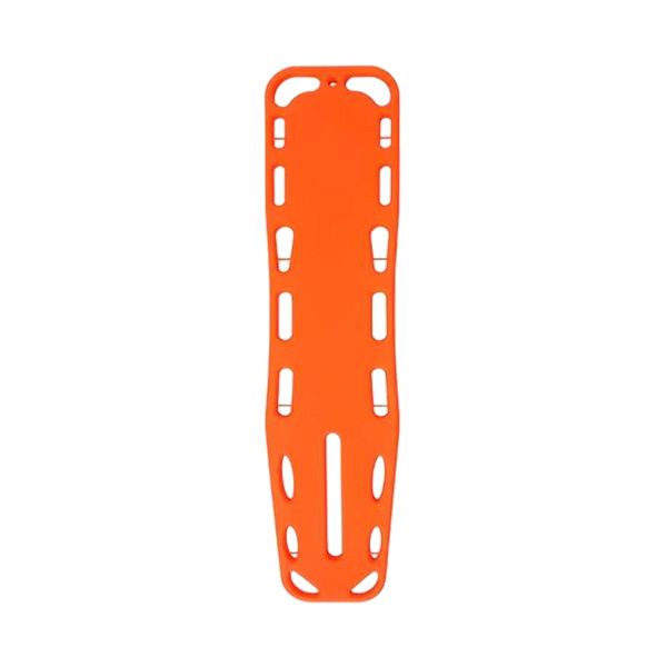 Camilla rigida de polietileno naranja con 3 correas 7a1 cms