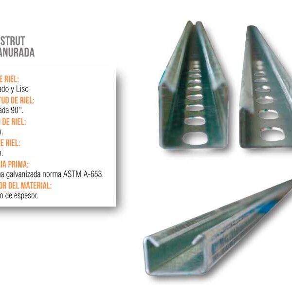 Canal strut ranurado 21x41x21 mm galvanizado espesor 2.5 mm de 3.00 m ARAGCU VM