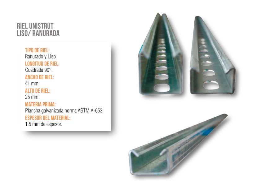 Canal strut ranurado 21x41x21 mm galvanizado espesor 2.5 mm de 3.00 m ARAGCU VM