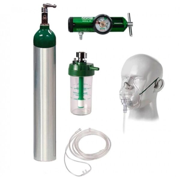 Cilindro de Oxígeno ME (679 L)+ Kit (Regulador Jocker, canula y vaso humidificador)