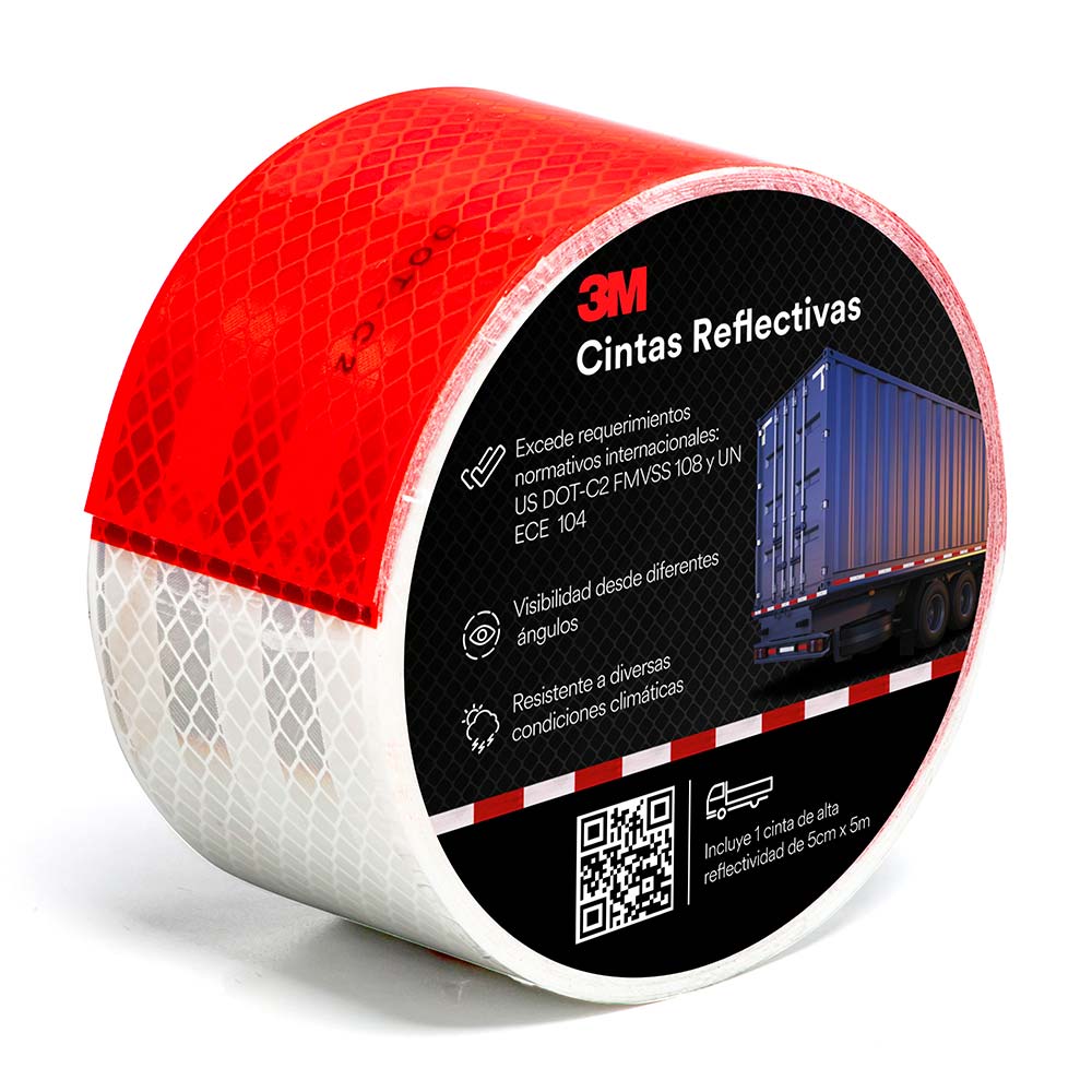 Cinta Reflectiva 3M Diamond Grade 5cm x 5m Rojo/Blanco